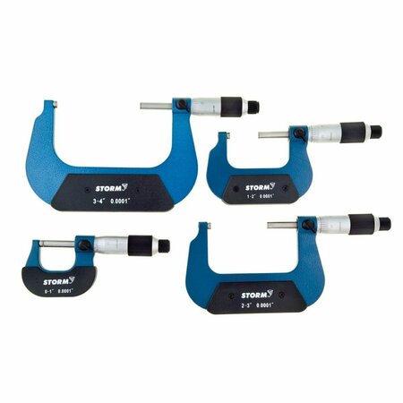 KEEN 0-4 in. Conventional Micrometer Set - 0.0001 in. Graduations - 4 Piece KE3650405